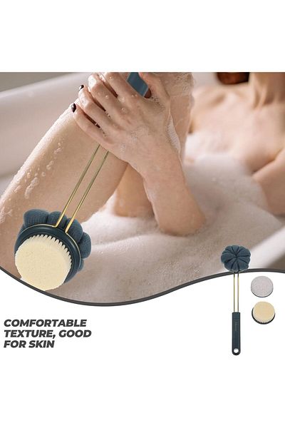 COOYA Double-Sided 2-in-1 Bath Brush, Hangable, With Different Replacement Heads, Suitable for Daily Use