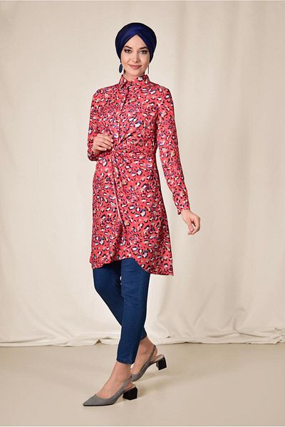 Alvina 4115 Model Colorful Patterned Tunic