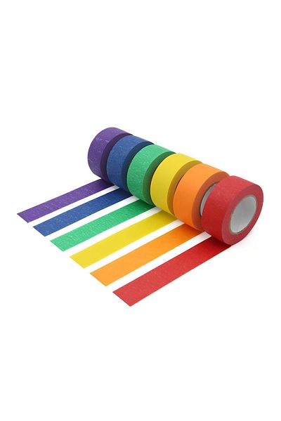 fulina 6-Pack of Colored Masking Tape, Hand-Tearable, Suitable for Art and Labels, 1 in X 21.87 Yds