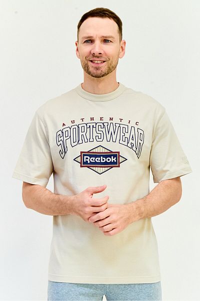 Reebok Men Sportswear Fit Short Sleeve Outdoor T-shirt, Beige