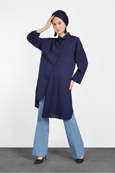 Alvina 4458 Model Asymmetric Cut Tunic