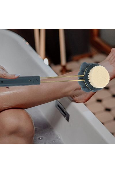 COOYA Double-Sided 2-in-1 Bath Brush, Hangable, With Different Replacement Heads, Suitable for Daily Use