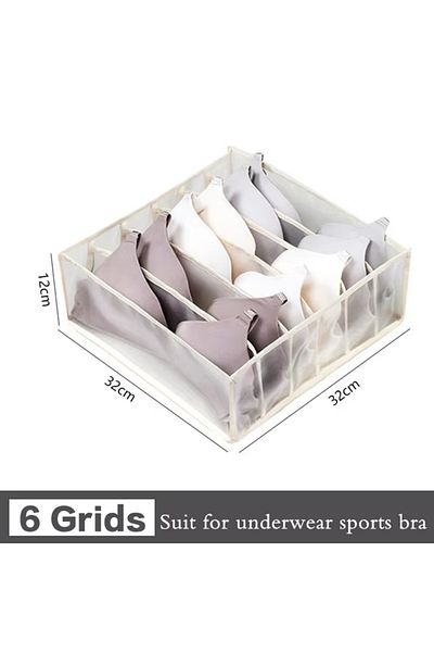 Choice L Beige 1pc Closet Organizer For Socks Separated Underwear Storage Box Jeans Bra Foldable