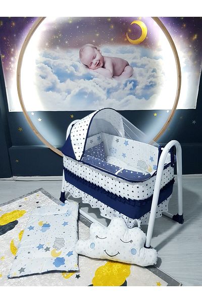 Baby Clime 45X85 Portable Rockable Mother's Side Crib with Sleeping Set (Baby Sleeping Set + Crib)