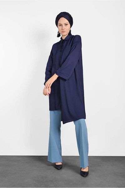 Alvina 4458 Model Asymmetric Cut Tunic