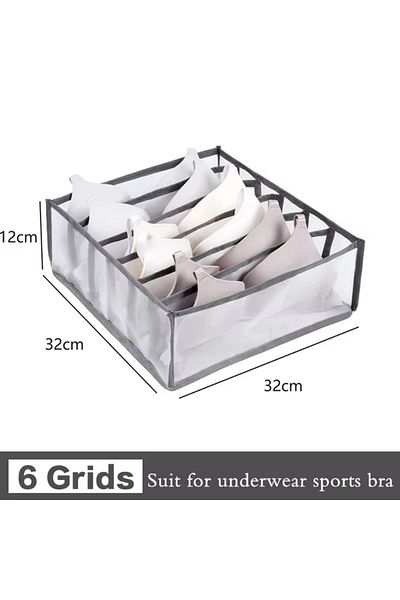 Choice L Gray 1pc Closet Organizer For Socks Separated Underwear Storage Box Jeans Bra Foldable
