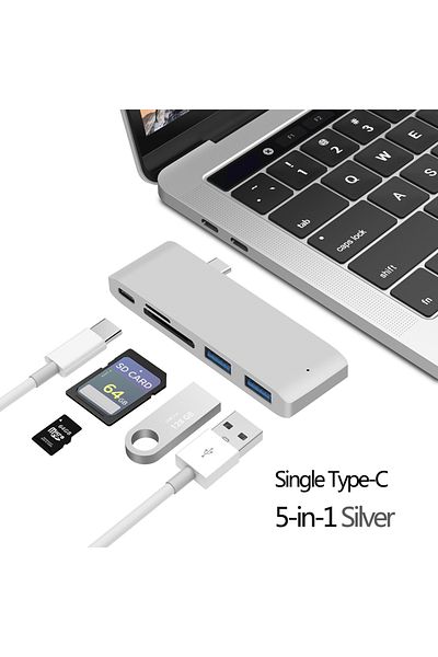 Choice 1t 5 In 1 Sliver Usb 3.1 Type-c Hub To Hdmi Adapter 4k Thunderbolt 3 Usb C Hub 3.0 Tf Sd Reader Slot