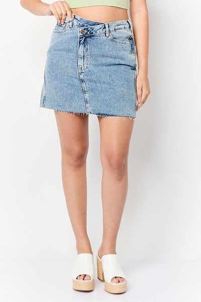 Scotch & Soda Women Washed Denim Mini Skirt, Blue
