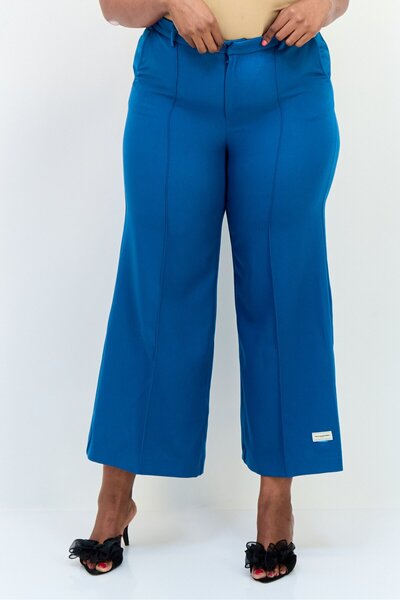 The Giving Movement Women Regular Fit Wide Leg Trouser Pants, Teal Green