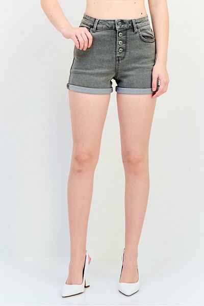 Don't Call Me Jennyfer Women Washed High Rise Denim Shorts, Light Grey