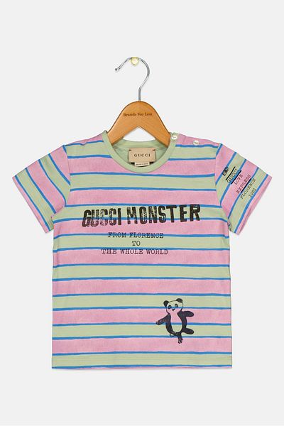 Gucci Toddlers Boy Crew Neck Short Sleeves Stripe T-Shirt, Multicolor