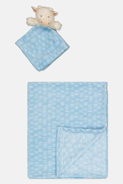 Snuggle Tots Toddlers Boy Giraffe Plush Stuffed Animal Snuggler Blanket With Comforter, Blue