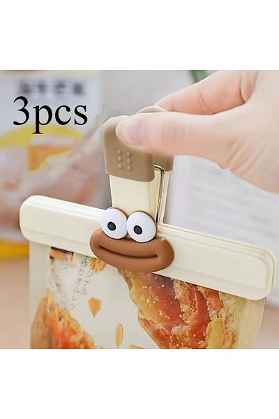 Choice 3pcs Length 3pcs Creative Face Bag Sealing Clip Food Snack Clip Kitchen Tools Decorative Small Clip