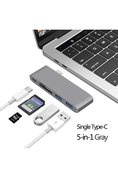 Choice 1t 5 In 1 Gray Usb 3.1 Type-c Hub To Hdmi Adapter 4k Thunderbolt 3 Usb C Hub 3.0 Tf Sd Reader Slot P