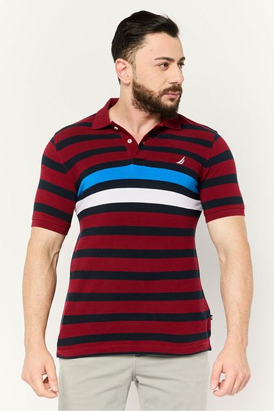 Nautica Men Slim Fit Embroidered Logo Short Sleeve Polo Shirt, Multicolor