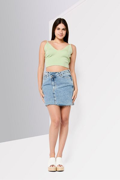 Scotch & Soda Women Washed Denim Mini Skirt, Blue