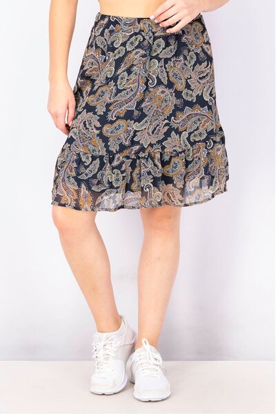 Esprit Women Allover Print Midi Skirt, Navy Combo