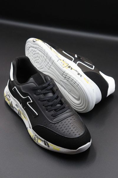 RODEO Men's Black Daily Comfortable Flexible Orthopedic Guaranteed Sneaker Shoes