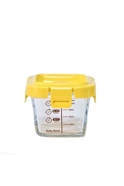 Choice صندوق تخزين طعام زجاجي أصفر سعة 140 مل، طعام أطفال مجمد، كوب زجاجي، برطمان تخزين طعام أطفال للأطفال الصغار