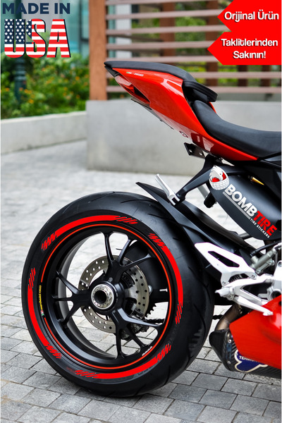 bombtire Motosiklet Ve Otomobil Lastik Yazısı Motosiklet Lastik Şerit Kırmızı...