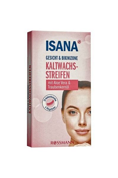 ISANA Cold Waxing Strips Suitable for Face and Bikini Area 20 Pieces