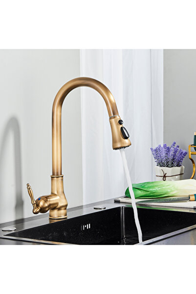 Blackswan Design Baterie chiuveta bucatarie, Blackswan, Tip M235 cu 3 moduri, model bronz antichizat, 40 cm