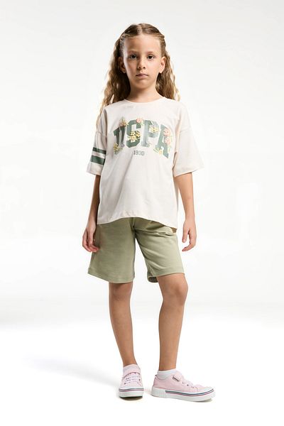 U.S. Polo Assn. Πόλο Ασν. Κοριτσίστικο Λευκό Σετ Βερμούδας