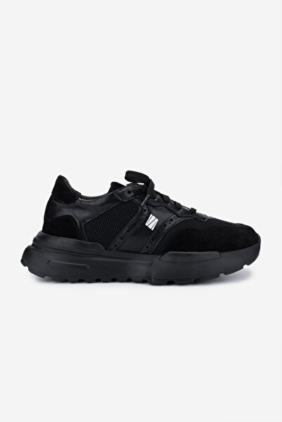 Valmenti Kadın Hakiki Deri Siyah Süet Sneakers & Spor Ayakkabı