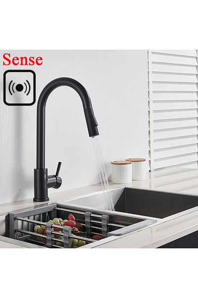 Blackswan Design Baterie chiuveta bucatarie, Blackswan, Tip M40 cu smart senzor, model negru, dimensiune 40 cm