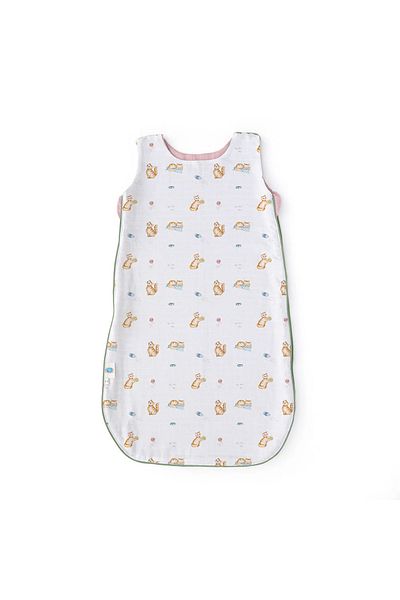 DEUX LAPINS 0-6 Months Baby Muslin Sleeping Bag - 100% Cotton, Cat Pattern, 0.5 Tog