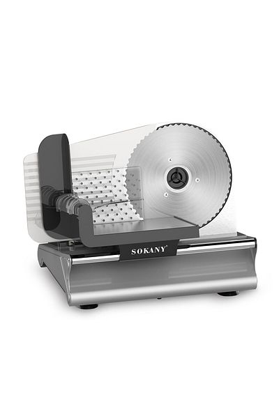 SOKANY Electric Slicer and Cutting Machine, Cheese Fruit Bread Cutter Adjustable Knob 500W SK-446 Silver