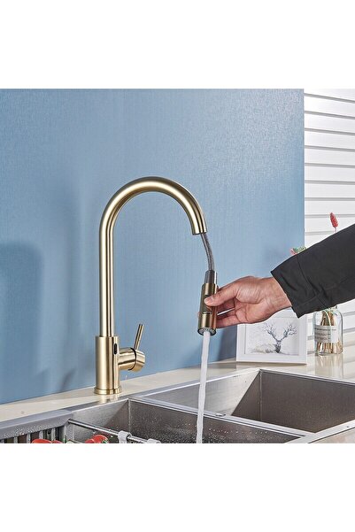 Blackswan Design Baterie chiuveta bucatarie, Blackswan, Tip M41 cu smart senzor, model auriu mat, dimensiune 40 cm