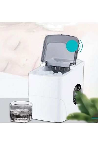 ET-LIFE Countertop Ice Maker, 15Kg/24H, 2L Water Tank, 100W, Portable Small Ice Machine, HZB-12/B White