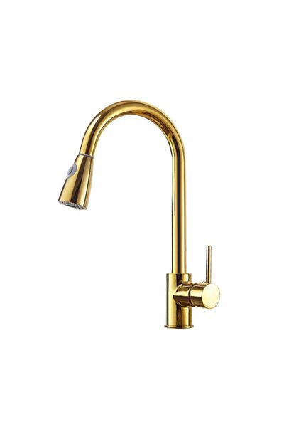 Blackswan Design Kitchen sink faucet, Blackswan, Type M77 with 2 modes, shiny gold model, size 40 cm