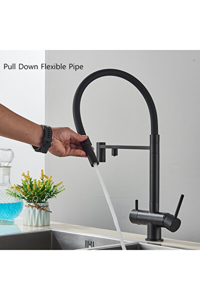 Blackswan Design Baterie chiuveta bucatarie, Blackswan, Tip M287, cu iesire pentru apa purificata si 2 moduri, 52 cm