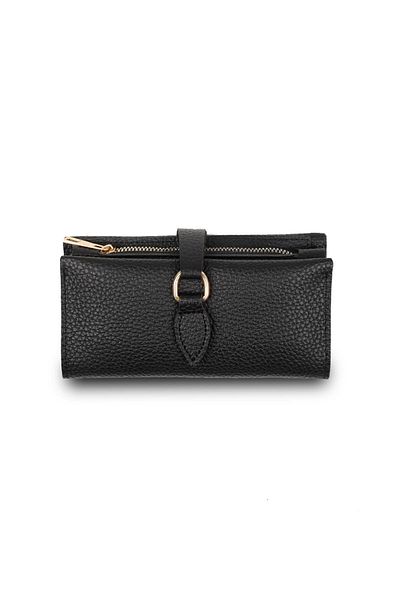 Mio Gusto Black Color Gold Ring Buckle Women's Wallet