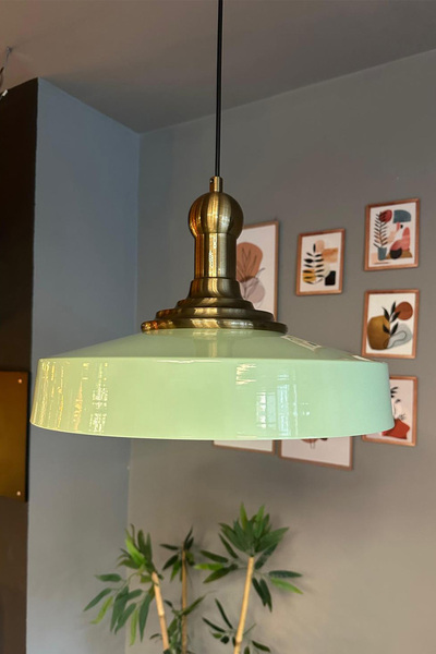 Bamyum Açe Mint Tekli Eskitme Uzun Tokmak Başlık Avize Retro Sarkıt Ofis Showroom Salon Mutfak Avizeleri