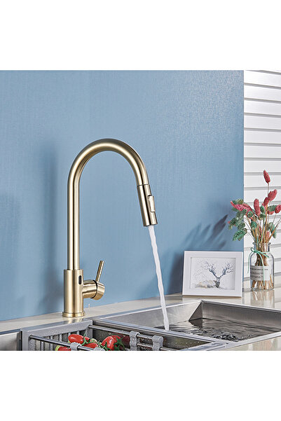 Blackswan Design Baterie chiuveta bucatarie, Blackswan, Tip M41 cu smart senzor, model auriu mat, dimensiune 40 cm