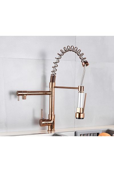 Blackswan Design Baterie chiuveta bucatarie, Blackswan, Tip M119 cu 2 moduri, rose gold lucios, 51 cm