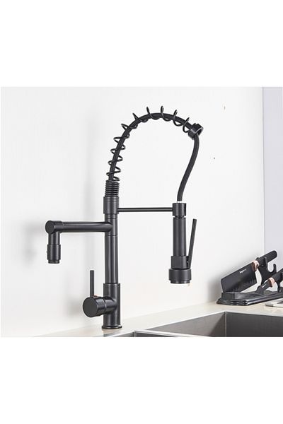 Blackswan Design Baterie chiuveta bucatarie, Blackswan, Tip M109 cu 2 moduri, negru mat, 49 cm