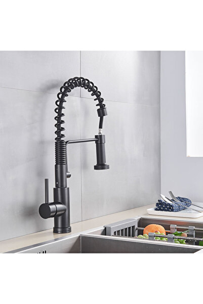 Blackswan Design Baterie chiuveta bucatarie, Blackswan, Tip M140, 2 moduri, model negru mat, dimensiune 41 cm