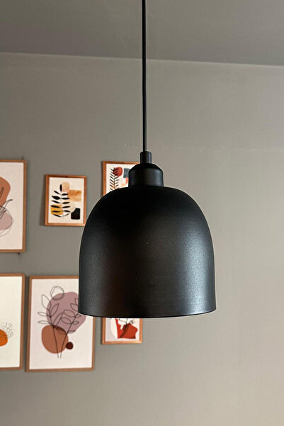 Bamyum Deep Siyah Yarım Lale Siyah Başlık Tekli Avize Sarkıt Salon Mutfak But...