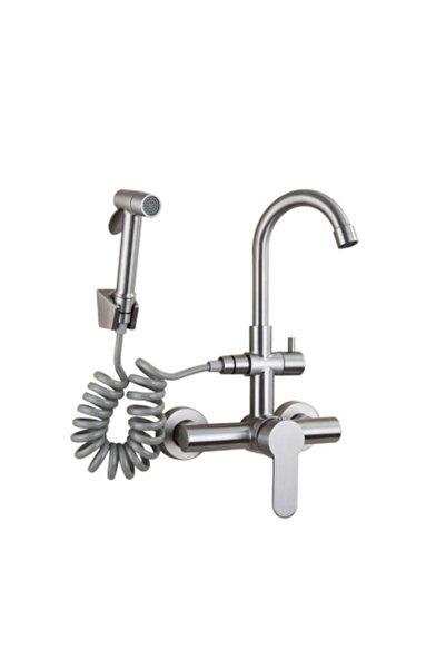 Blackswan Design Baterie chiuveta bucatarie, Blackswan, Tip M223, cu dus, model nichel, dimensiune 35.5 cm