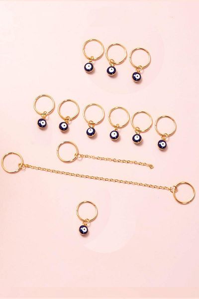 New Obsessions Hair Earrings with Evil Eye Beads 13 Pack