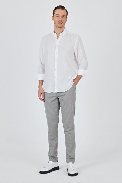 İmza Довгий рукав, прямий крій, льоновий комір на ґудзиках, без кишень, повсякденна сорочка вільного крою 1004250114