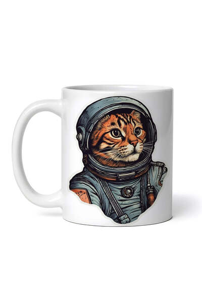 OEM Cană albă personalizată, Pisică îmbrăcată în astronaut, INOVATIX®. 330ml