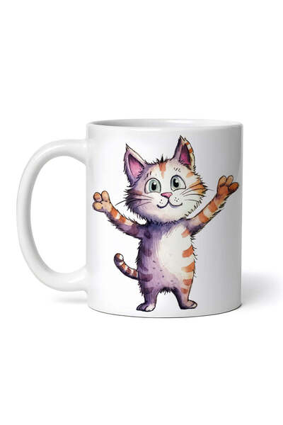 OEM Εξατομικευμένη λευκή κούπα, Παιχνιδιάρικη γάτα, INOVATIX®. 330ml