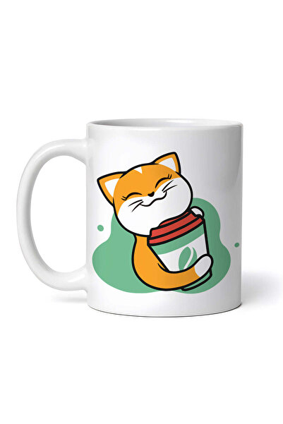 OEM Cană albă personalizată, cafea cu pisică îmbrățișând, INOVATIX®. 330ml