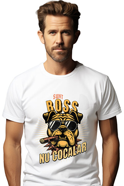 StoryGift Romania Tricou Barbati Caine Haios Cu Ochelari De Soare Si Trabuc C...
