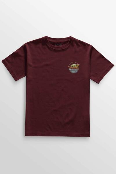 Kretas Unisex bordo T-shirt Yoda Star Wars Mandalorian minimalna prednja Štam...